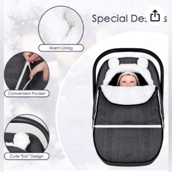 Caruili Stroller Cover in Cozy White Fleece & Waterproof Black Fabric - Picture 8 of 9
